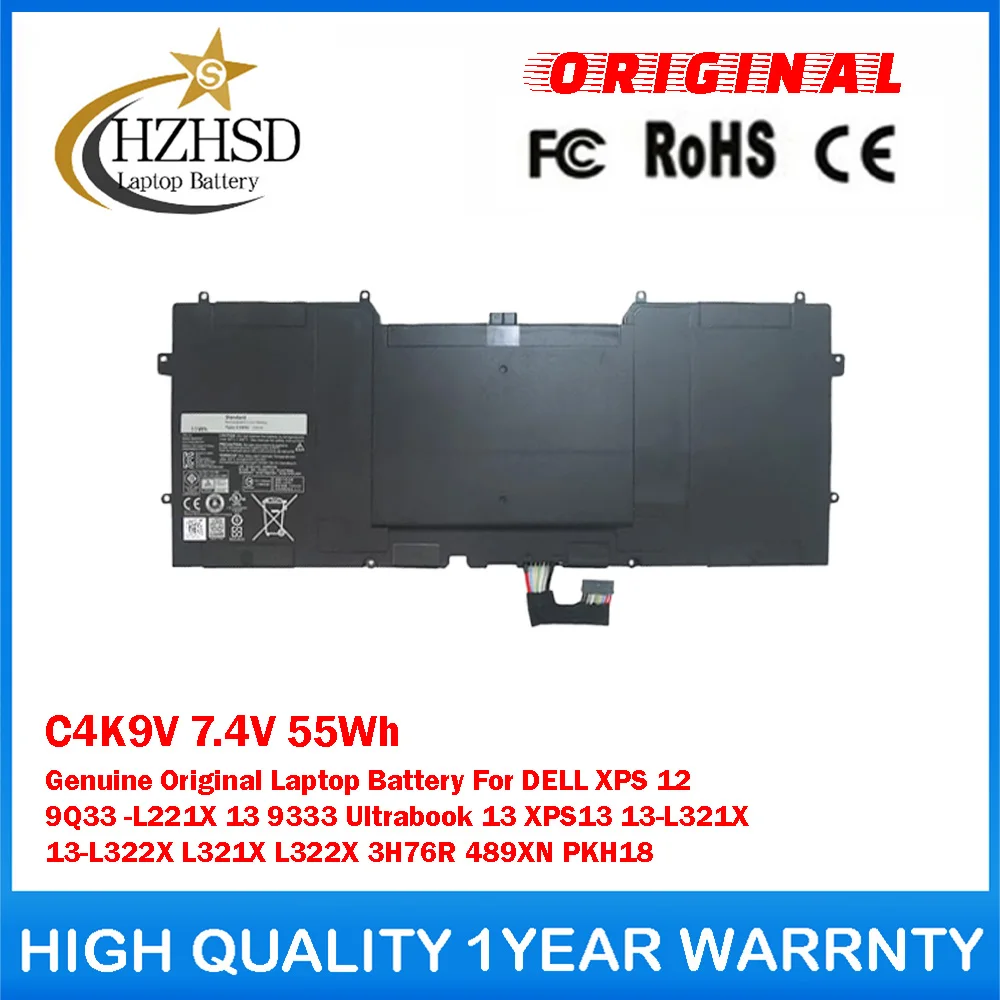 C4K9V 7.4V 55Wh Genuine Original Laptop Battery For DELL XPS 12 9Q33 -L221X 13 9333 Ultrabook 13 XPS13 13-L321X 13-L322X L321X