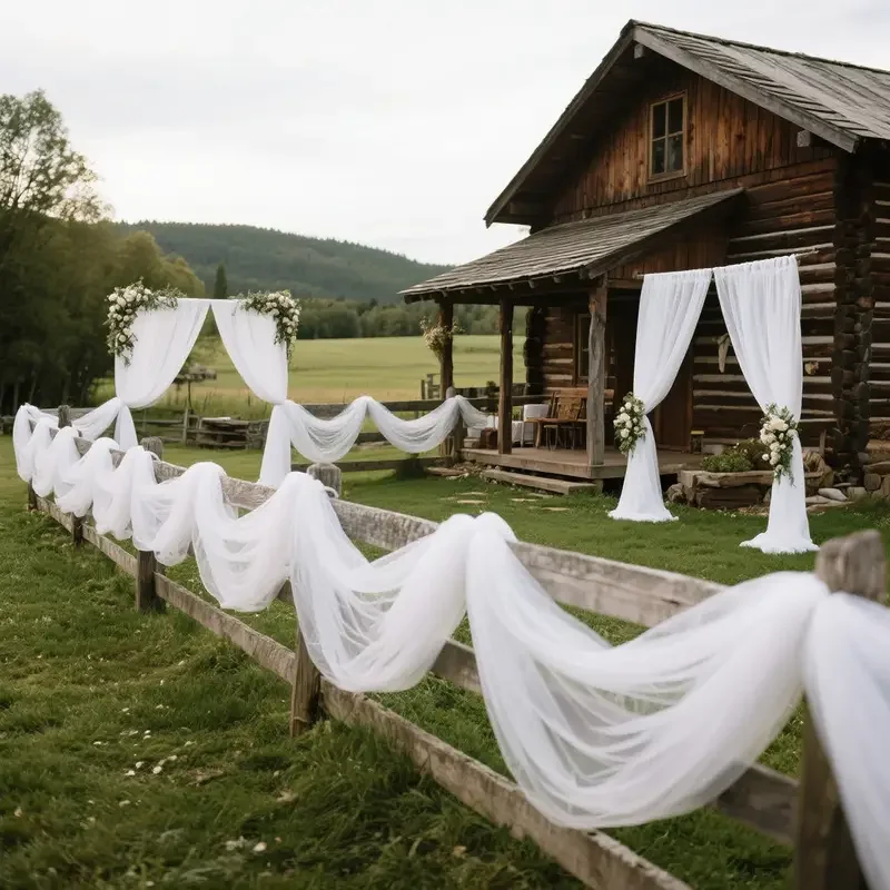 DIY Decoration Tulle Arch Draping Fabric Ceremony Reception Table Runner Gauze Backdrop Curtains Bridal Shower Party Xmas Decor view 3