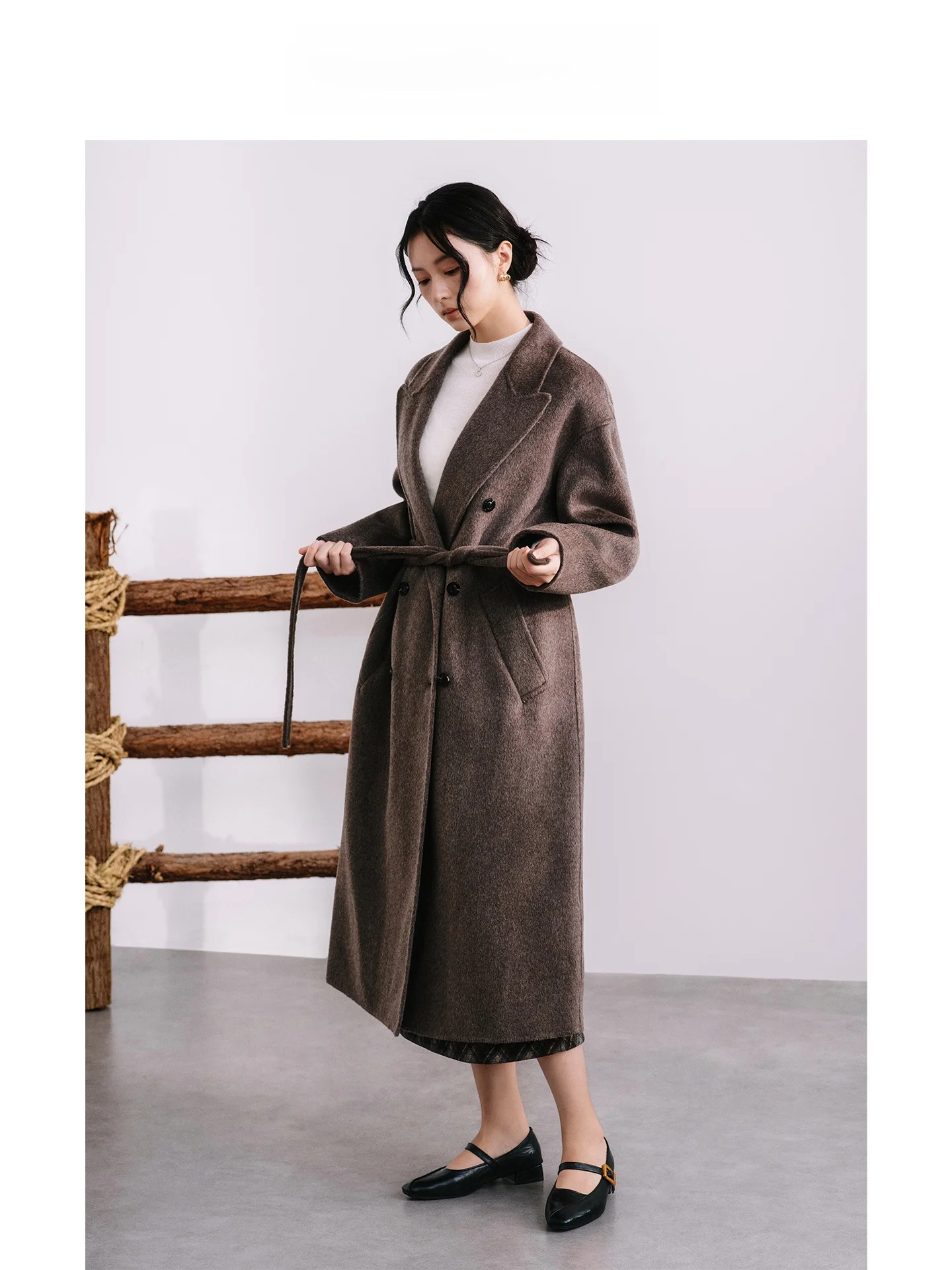 

Пальто MAGMU из двустороннего твида с шерстью, женское, средней длины, из овечьего бархата, осень-зима 2025, новая коллекция, стиль OL