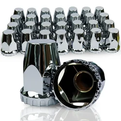 20 PCS ABS Chrome Plastic 33 mm by 2-7/8 inch Thread-on Standard Lug Nut Covers for Semi Trucks fit Hub Piloted Wheels