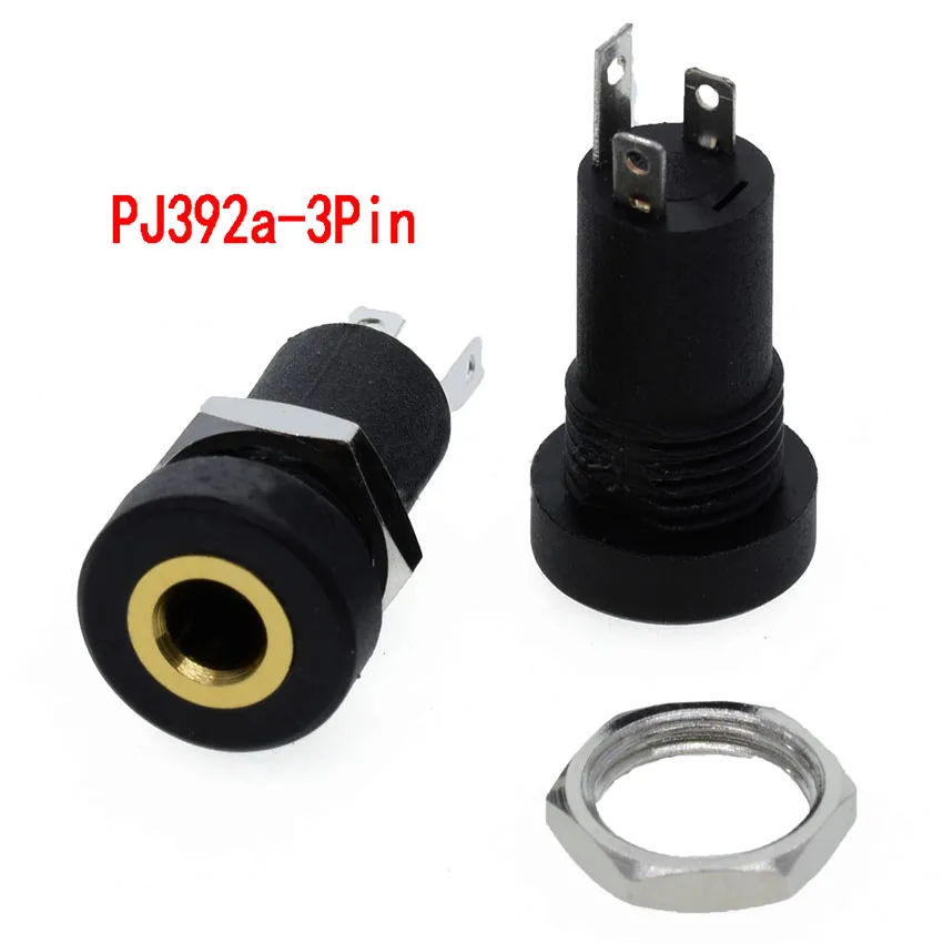 50-100PCS pj392a/pj3164 3.5mm  Audio Vertical Double Channel Connector 3.5mm Stereo Female Socket with Screw