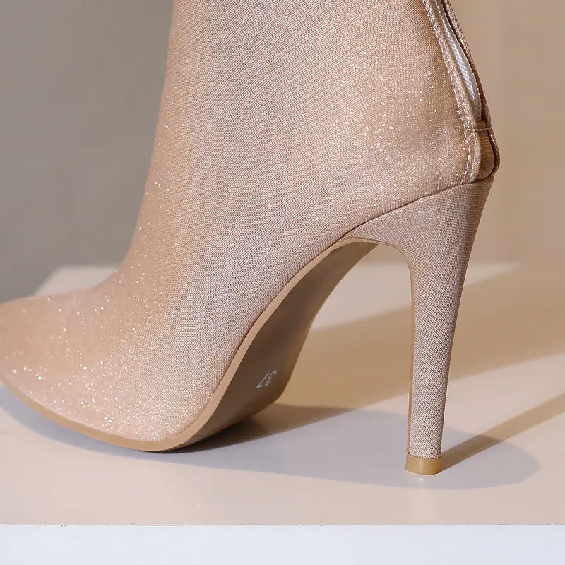 ORCHA LISA النساء حذاء من الجلد قطيع سستة كبيرة الحجم 48 49 50 موضة مثير الجوارب الحفلات أشار تو رقيقة عالية الكعب 10 سنتيمتر كول