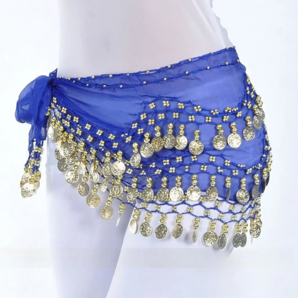 Belly Dance Coin Belt - 98-Coin Triple Layer Hip Scarf ,Performance & Practice Belt for Dancers