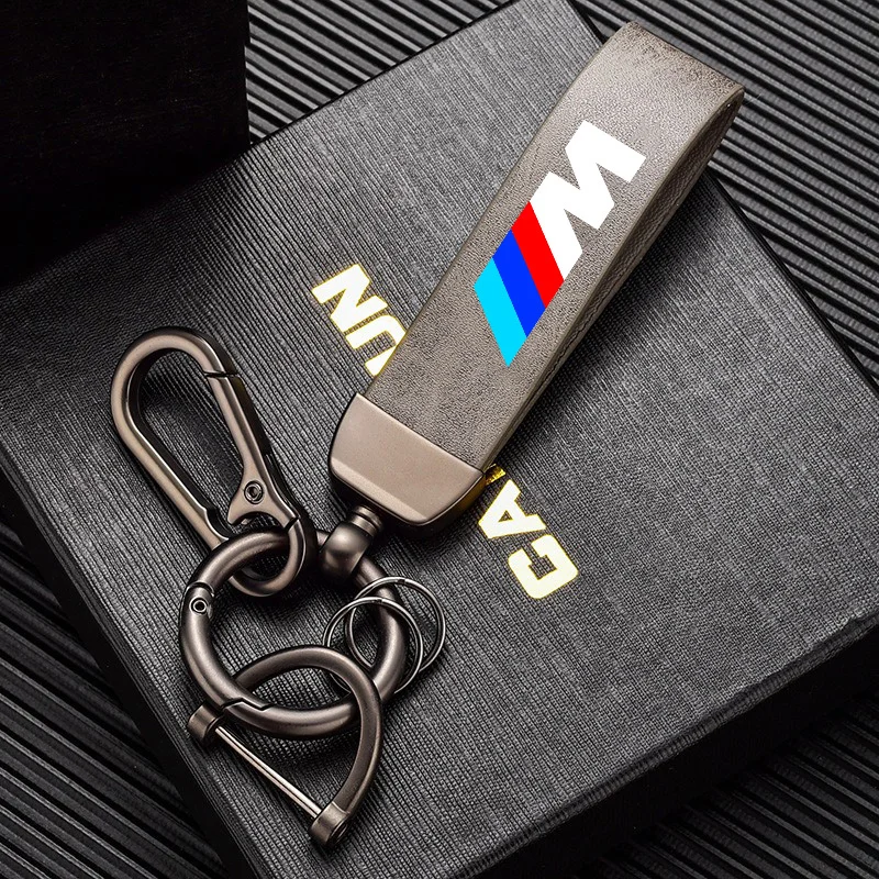 Vintage Leather Car Keychain Horseshoe Buckle Jewelry KeyRing For BMW E46 E90 E60 F30 E39 E36 E87 E92 E91 E10 F20 X5 Performance