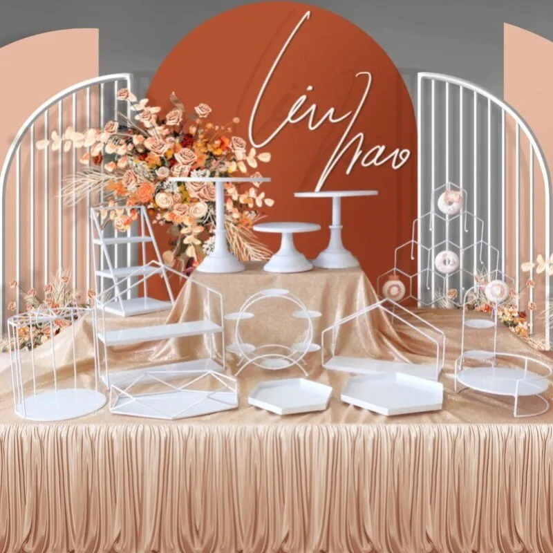 

Cake tray, white snack rack, tea break, wedding table, wrought iron simple dessert table, European afternoon tea display stand