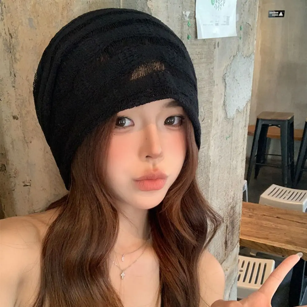 

Fashion Hollow Hollow Pullover Hat Sweet Thin Beanies Hat Korean Style Breathable Sunscreen Cap Spicy Girls