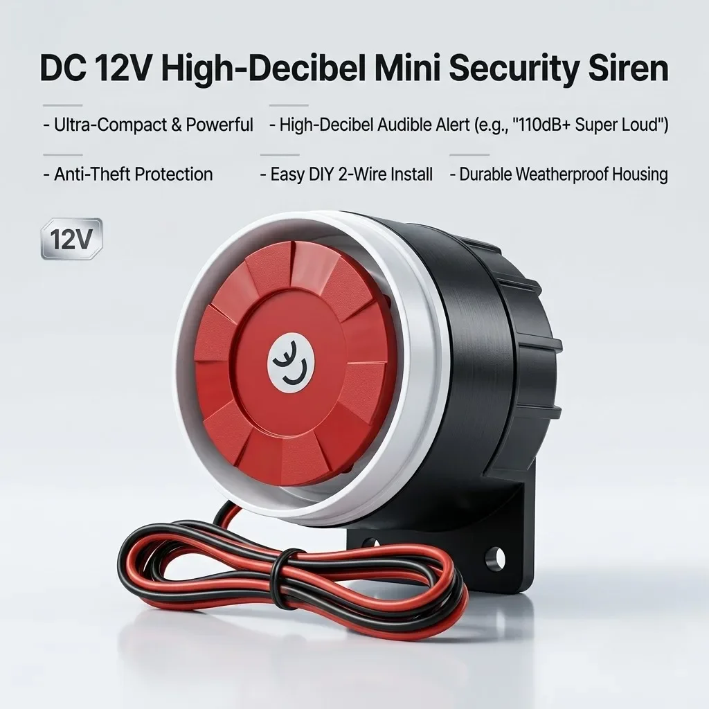 

DC 12V Alarm Horn Mini Alarm Siren ,Audio Alarm Anti-theft Buzzer High-decibel Security ,Buzzer