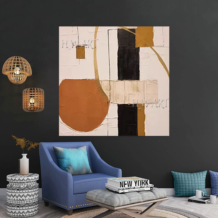 

Простой стиль, картина маслом ручной работы, украшение на холсте, абстрактное текстурированное искусство, новый дизайн, безрамная, настенная картина для гостиной