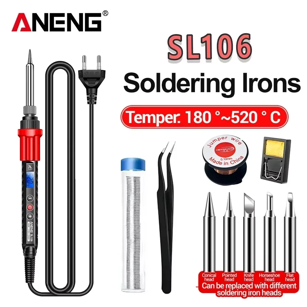 ANENG SL106 Professional Adjustable Temperature Soldering Iron Kit Fast Heat Up Portable Welding Tools for Electronic Repair