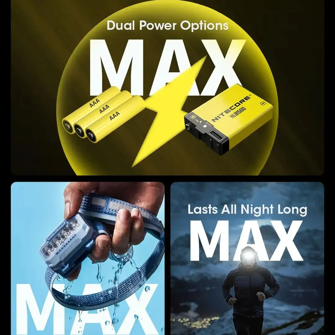 NITECORE HA23 UHE كشافات التخييم في الهواء الطلق المصباح رئيس محمولة مصباح الصيد تشغيل كشافات العمل كشافات خفيفة الوزن