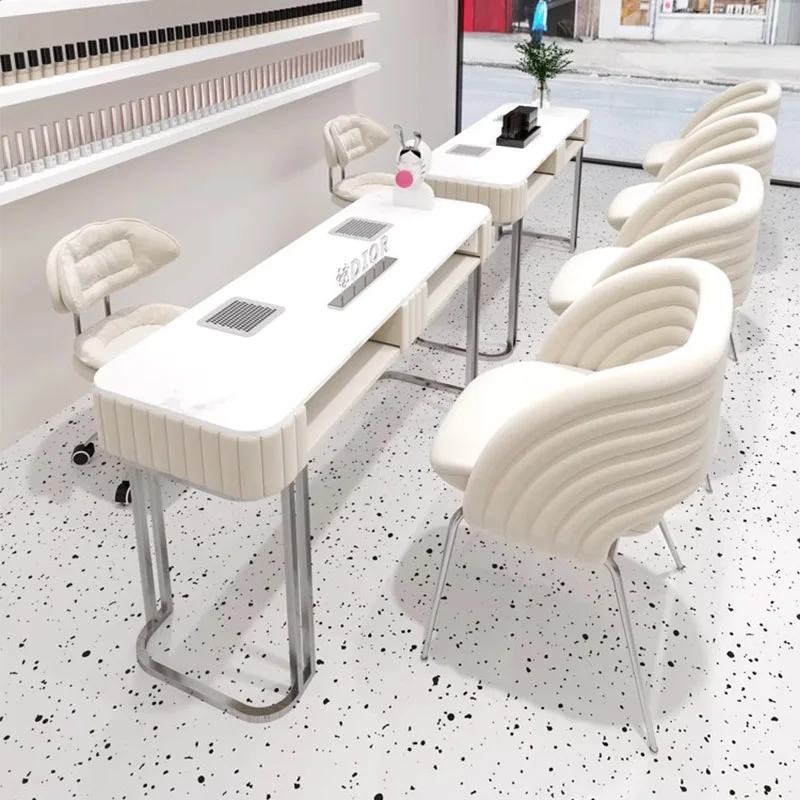 Mesa portátil para salón De manicura profesional, mueble moderno De color blanco, colector De polvo, MQ50NT