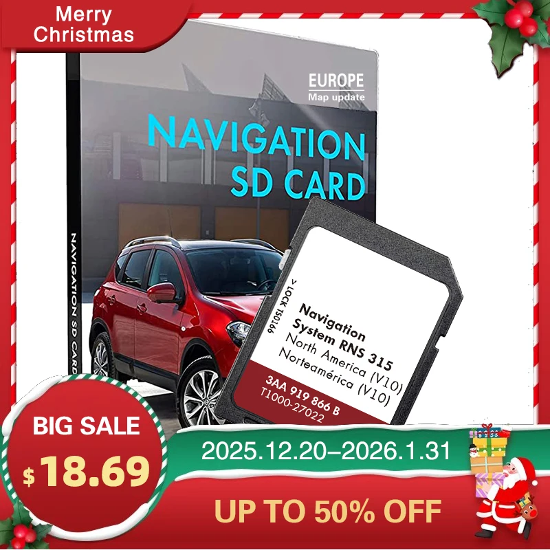 

SD Memory Card 3AA919866B Navigation RNS 315 V10 Sat Nav Update North America map for VW GTI CC EOS Golf Jetta Passat Beetle Car