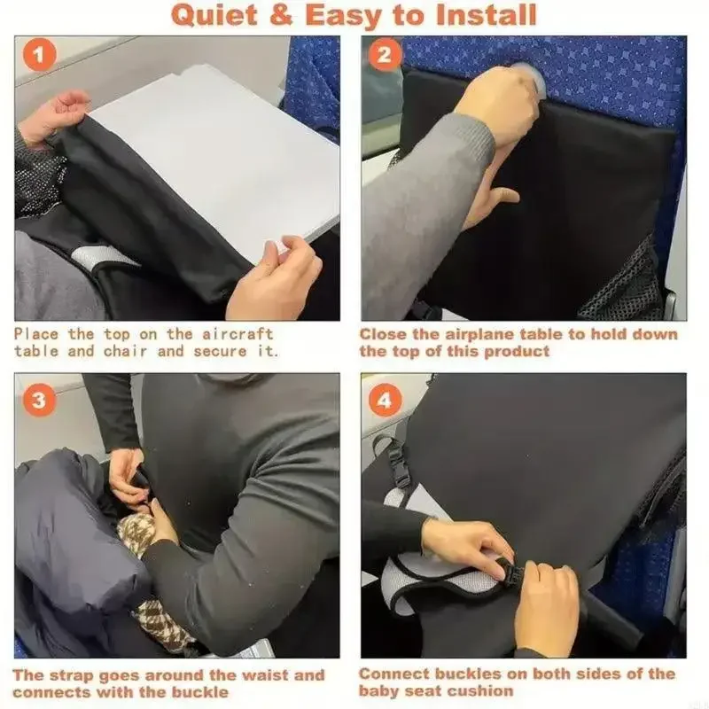 Kids Travel Cushion With Secure Straps Plane Car Compatibility Quick Setups Polyester Fabric Easy Cleaning 15UB