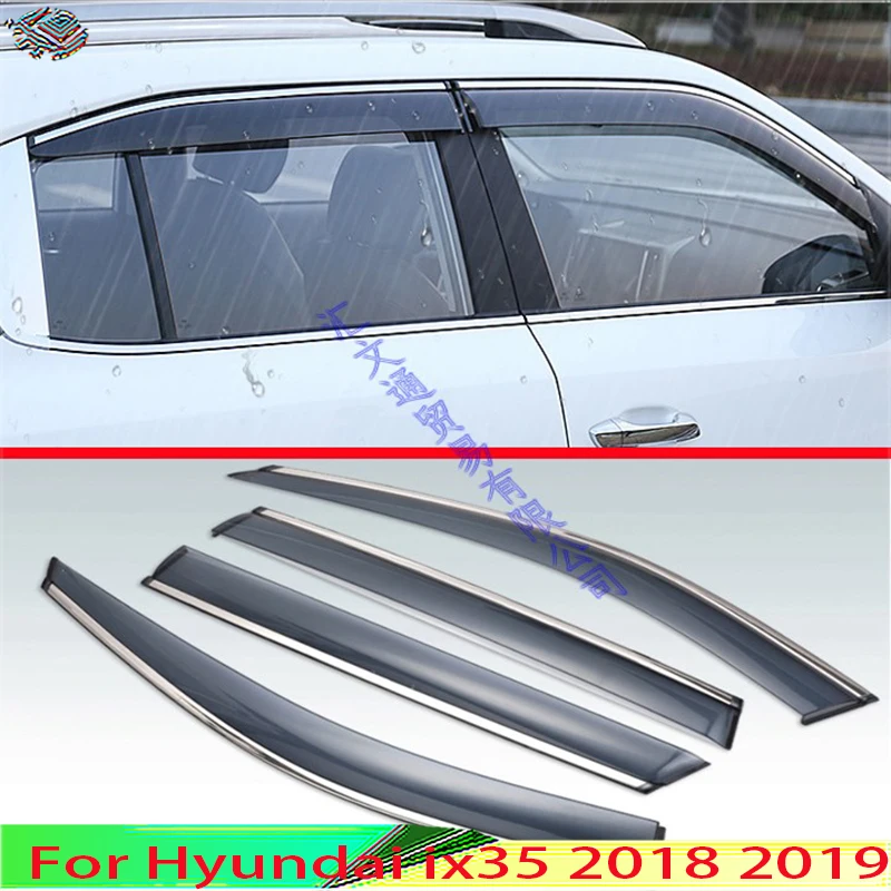 

For Hyundai ix35 2018 2019 Plastic Exterior Visor Vent Shades Window Sun Rain Guard Deflector 4pcs