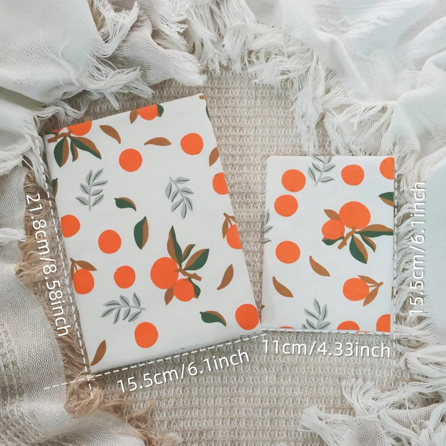 A5 A6 Orange Print Notebook Cover Soft Fabric Protective Book Sleeve Daily Planner Protector Cover Stationery Supplies