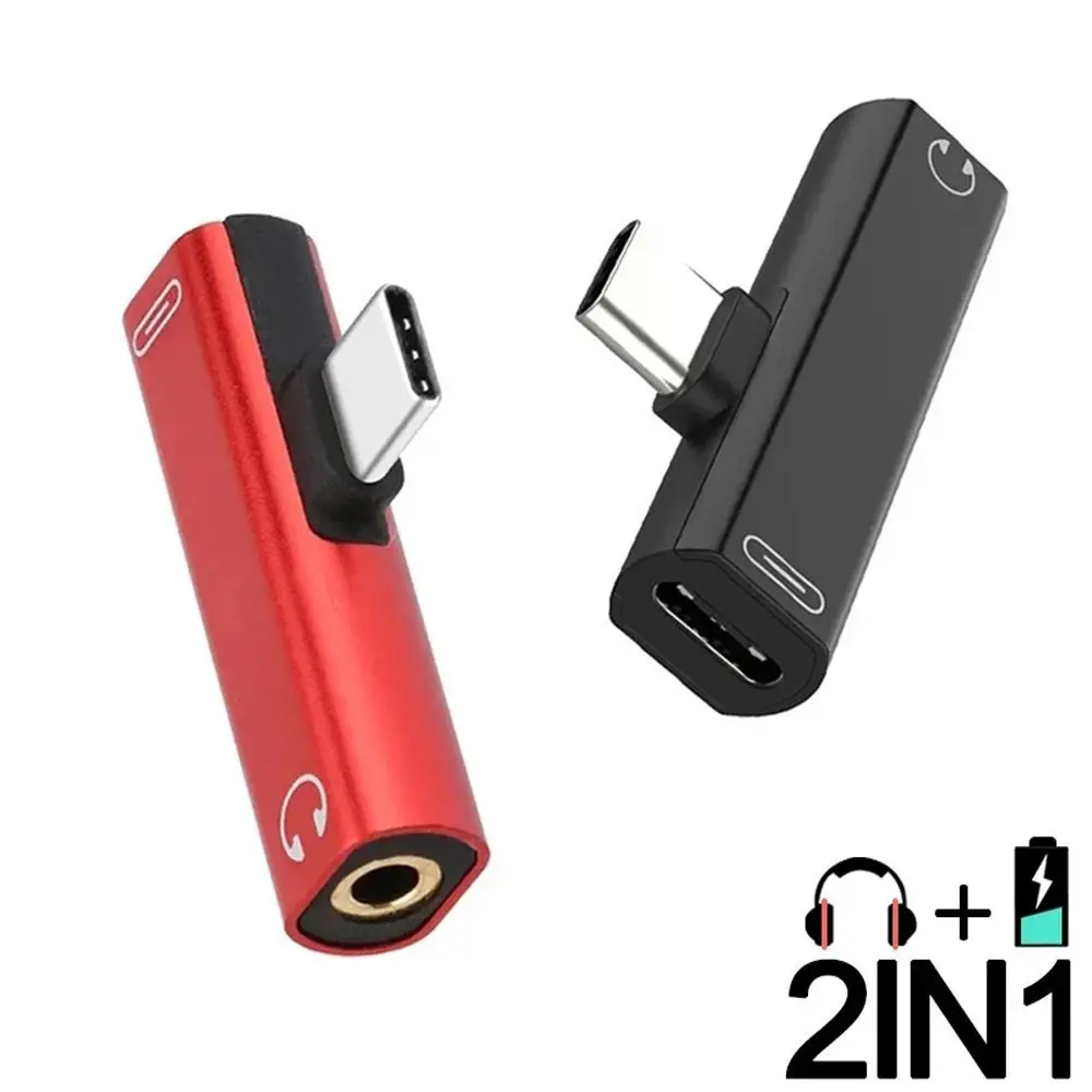 Mini 2 In 1 USB Type C Adapter 3.5mm Jack Audio Headphone Adapter USB-C Charging Adapter For Mobile Phone