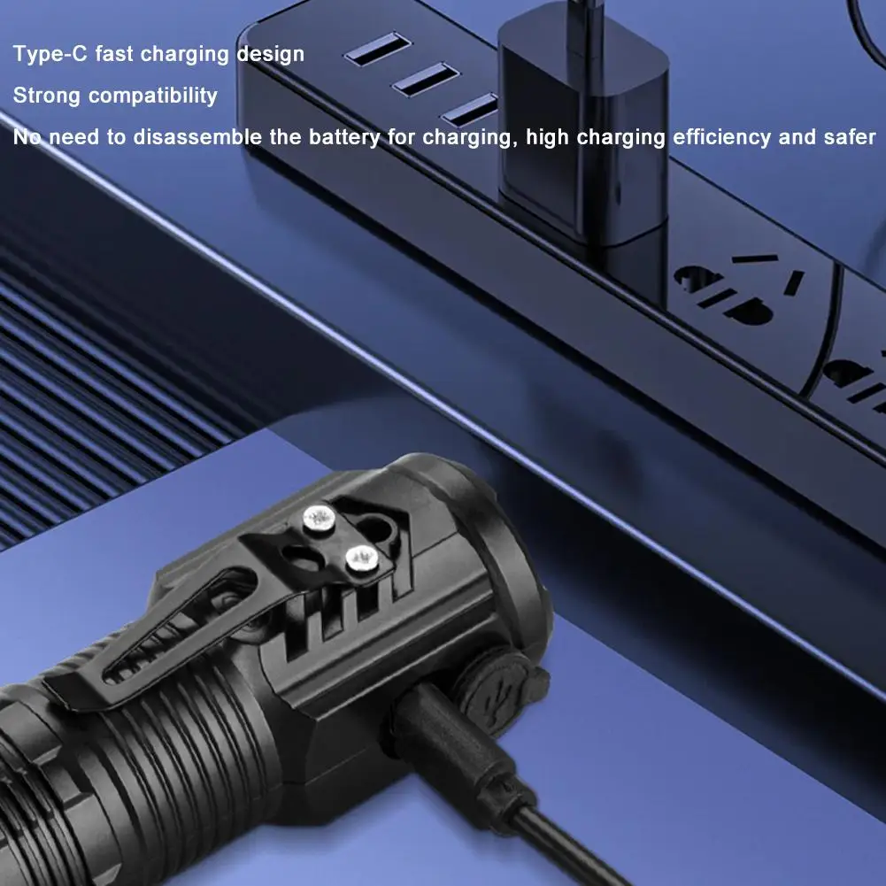 Mini LED Flashlight USB C Rechargeable IPX4 Waterproof Small Flashlights 3 Light Modes Powerful Flashlight For Camping Emergency