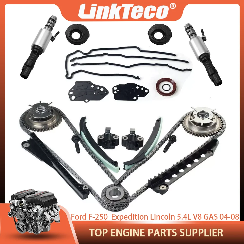 Kit de cadena de distribución de 3V, sincronización de leva Phaser + sello de cubierta para Ford Expedition F150 F250 Lincoln MAark Navigator 5.4L V8 GAS SOHC 04-08