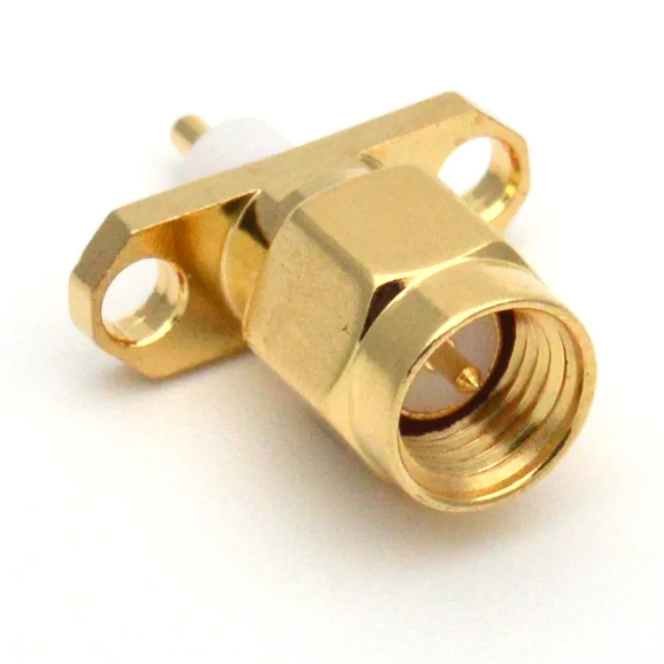 1 Stück SMA-Stecker 2-Loch 16mm Flansch Lötanschluss RF-Stecker SMA-JF Vergoldet – Detail 2