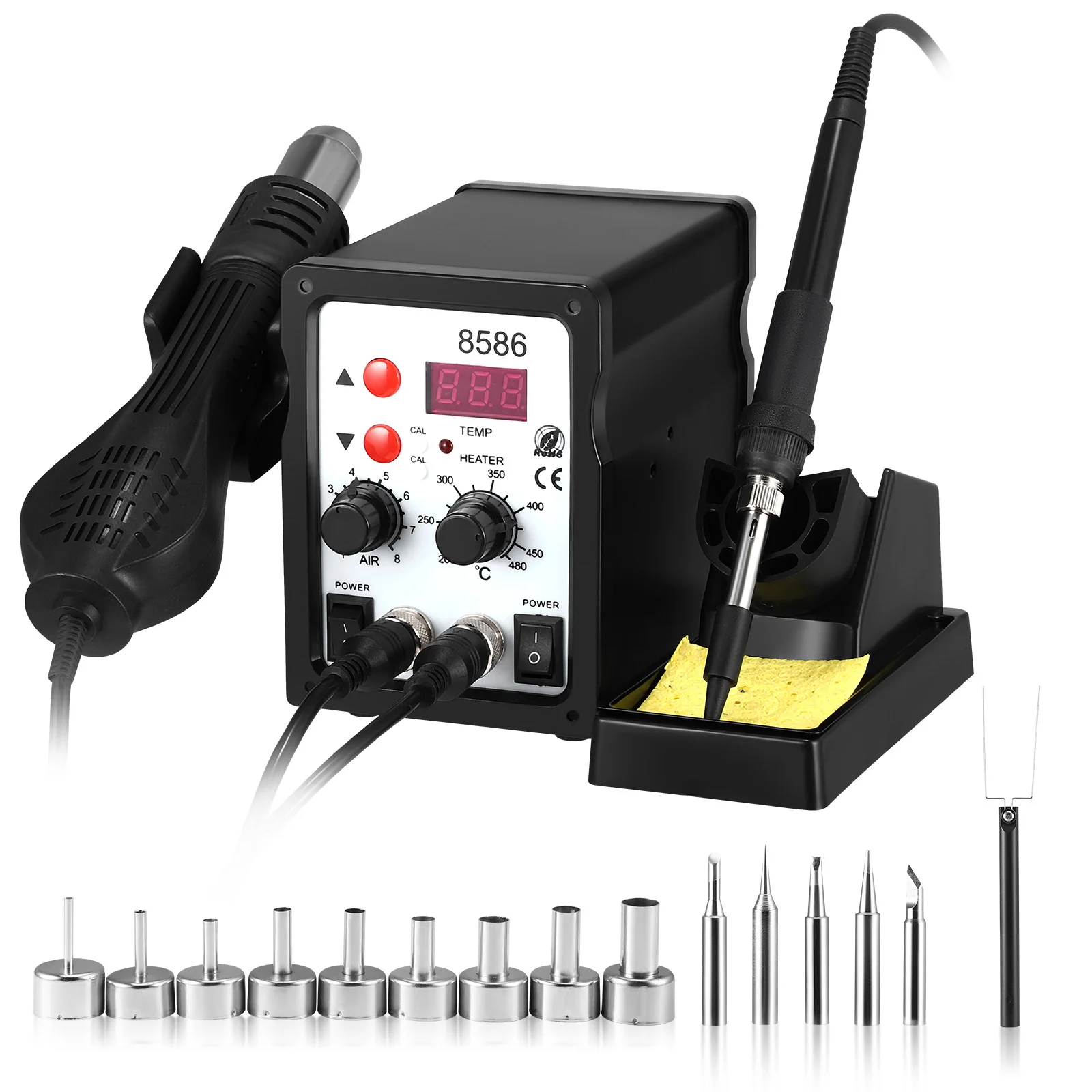 2 in 1 Hot Air Soldering Station700W Soldering Iron Station and Rework Station Fast Heating LED Digital Temperature Display