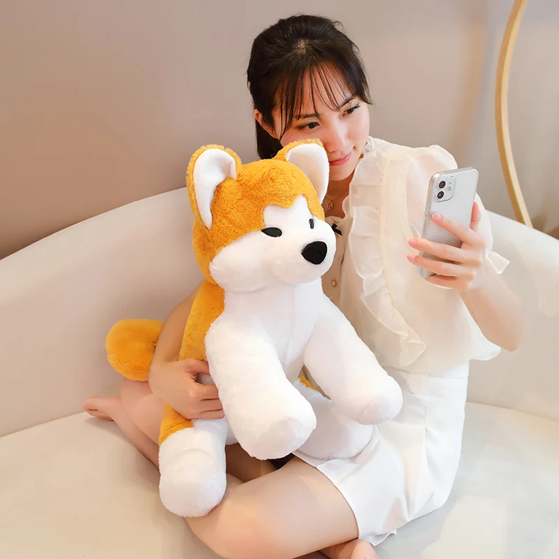 35/45cm Cartoon Akita Dog Plush Toy Stuffed Lifelike Shiba Inu Puppy Stuffed Animal Accompany Baby Sleeping Pillow Kids Gifts