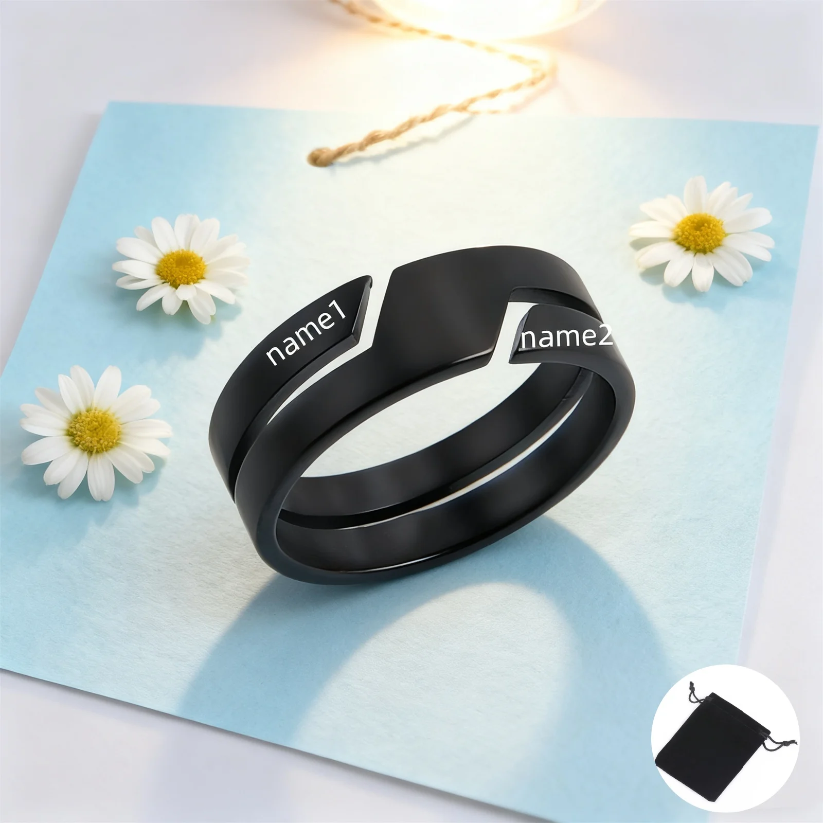

Простое кольцо с индивидуальным именем из нержавеющей стали, персонализированное резное имя, дата, панк, хип-хоп, кольцо для пары, повседневное кольцо, ювелирное изделие, подарок