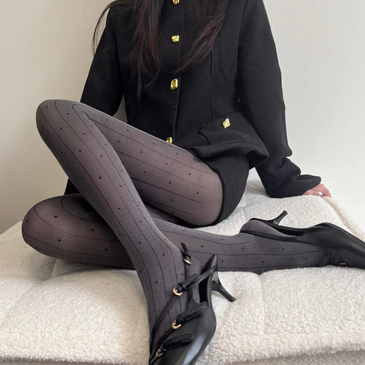 

Elegant Polka Dot Stripes Pantyhose Retro Elastic Stocking Y2K Sexy Slim Fit Tights Sexy Slim Stockings Pantyhose Female Hosiery