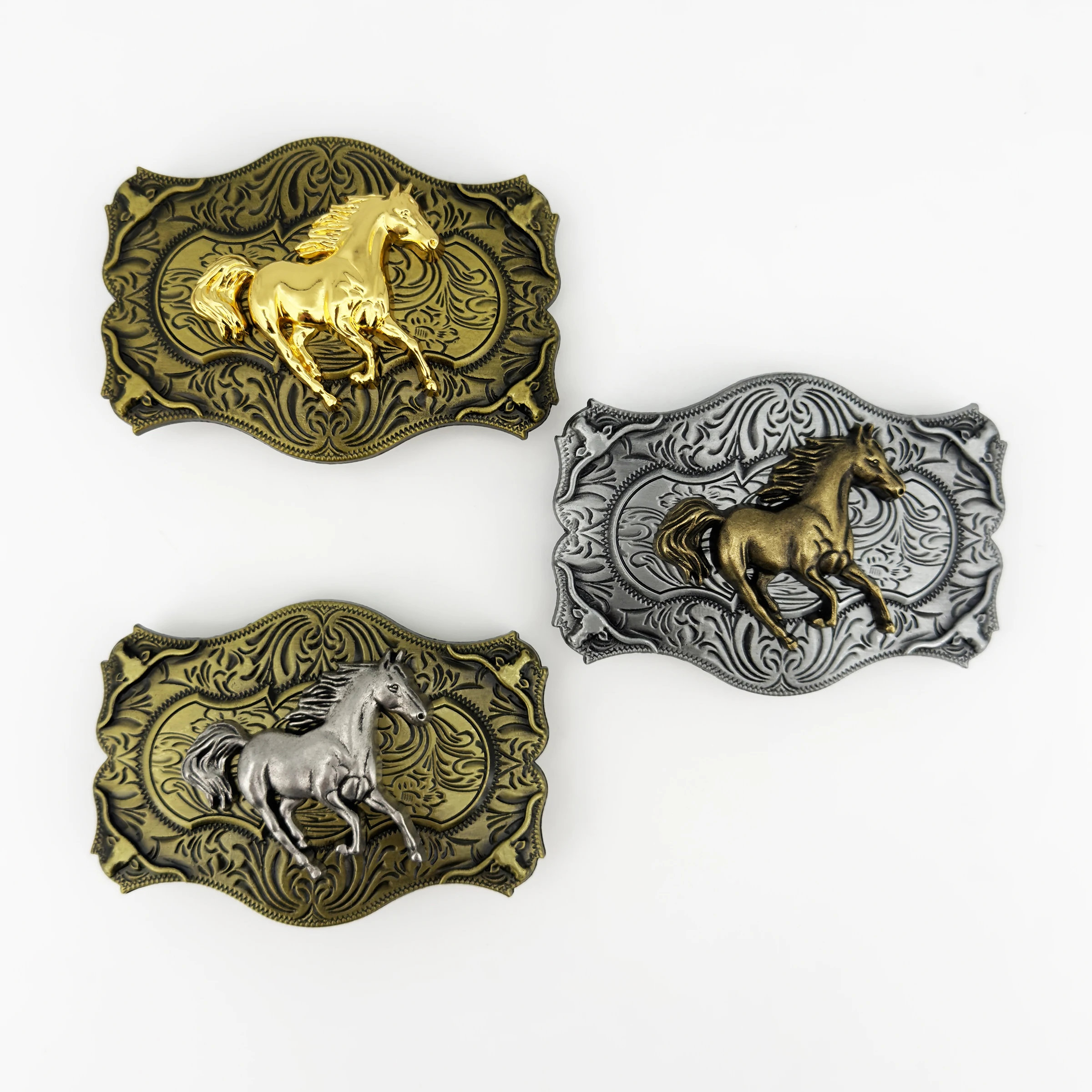 1 piece of cross-border western cowboy style fashion DIY men and women leisure belt buckle head with pattern of steed