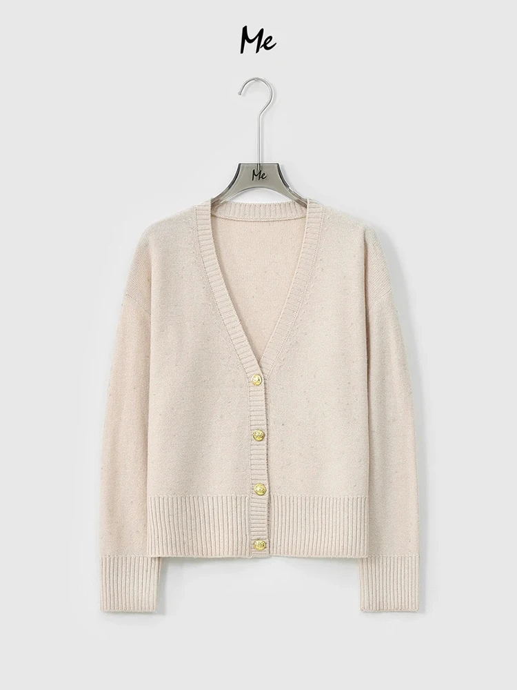 

Новый повседневный теплый вязаный кардиган Lao Yang из ультратонкой шерсти для женщин: модный, приталенный, универсальный свитер, мягкая вязаная одежда