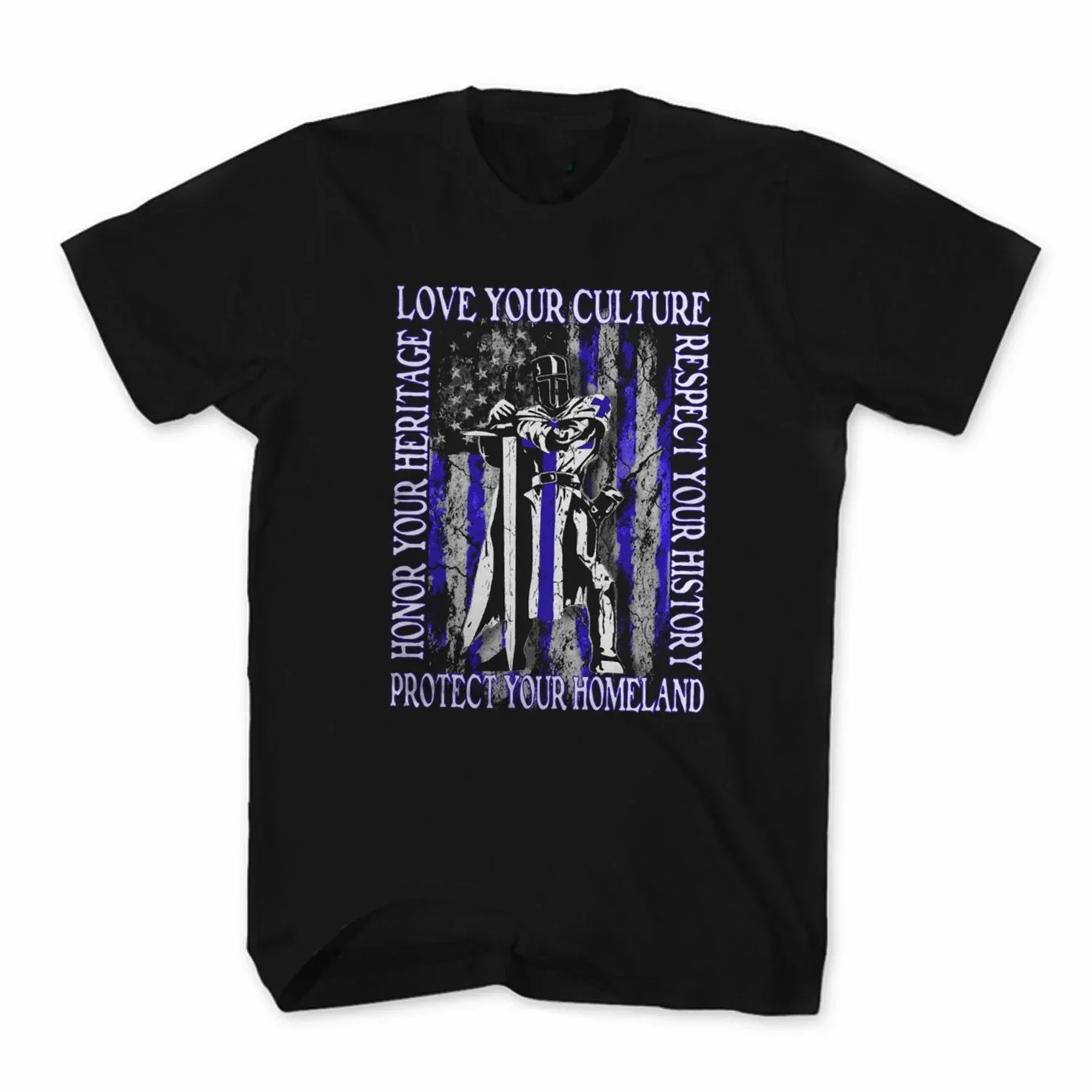 

The Crusader Creed USA Flag Knights Templar T-Shirt 100% Cotton O-Neck Summer Short Sleeve Casual Mens T-shirt Size S-3XL