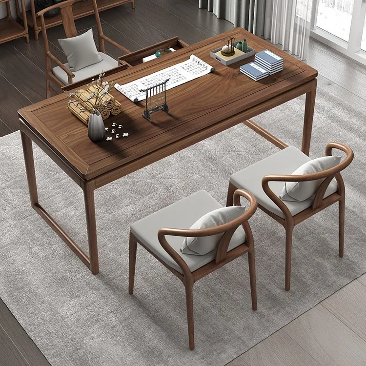 Black walnut desk pure solid wood calligraphy table old elm Sinology painting case writing desk computer table