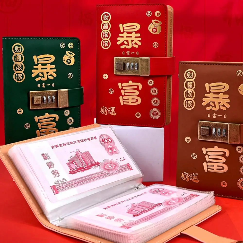 With Password Lock 100 Envelopes Money Saving Challenge Save Money PU Savings Binder Portable Large Capacity