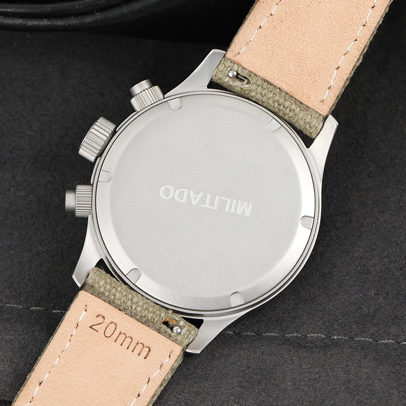 Militado ML1868KF Retro VK67 Quarz-Chronographenuhr, Edelstahlgehäuse, 3 Zifferblätter, wasserdicht, 100 m, Multifunktions-Militäruhr – Detail 7