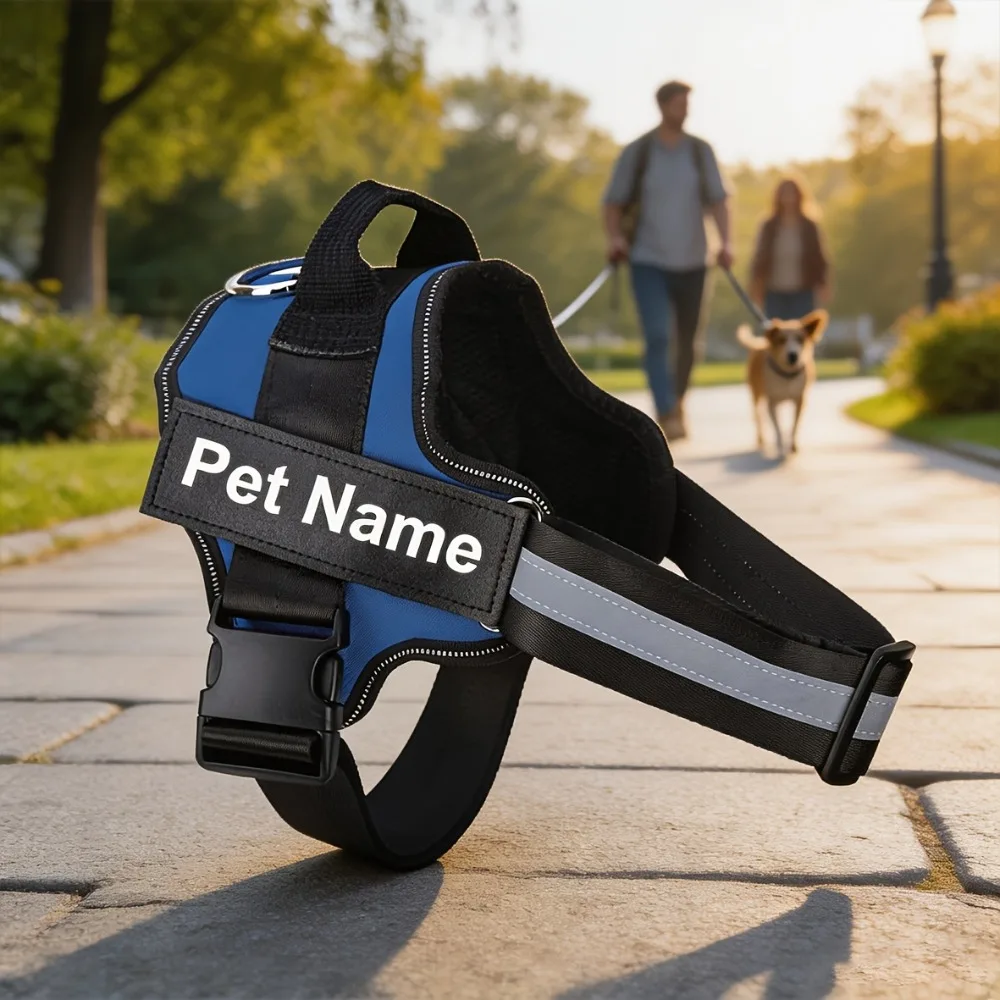 Personalized Dog Harness for Dogs, No-Pull Reflective Breathable Vest with Custom Name/Text, Pet Harness for Walking Training