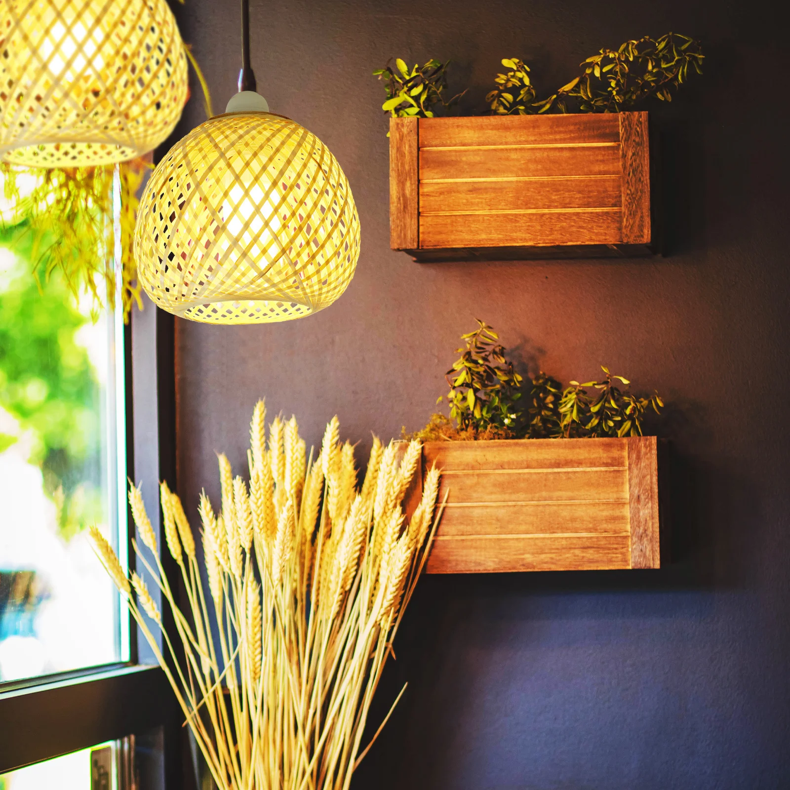 

Bamboo Lampshade Exquisite Woven Texture Soft Illumination Lamp Shade for Living Room Desk Lamp Decoration