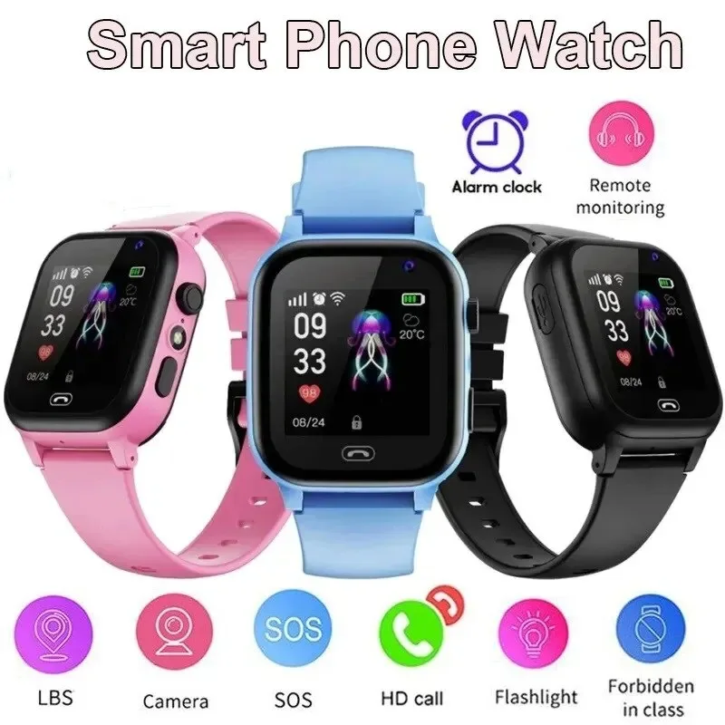 

2024 New Kids Smart Watch SOS LBS Voice Chat Call Sim Card For Children SmartWatch Camera Waterproof Phone Watch For Boys Girls