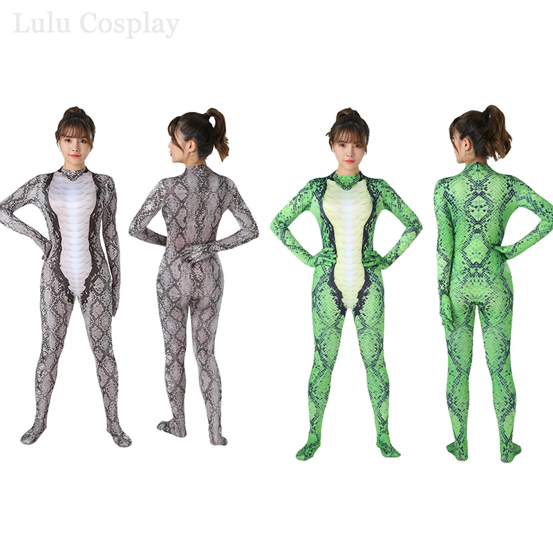 

Animal Snake Pattern 3D Printing Cosplay Costumes Halloween Party Dress Up Outfits Women's Jumpsuits Stage Performance Wear