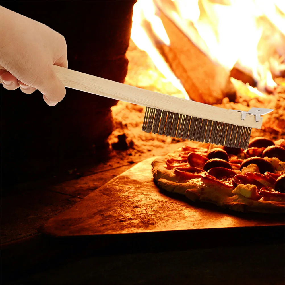 

2 шт., щетка для пиццы, длинная ручка, инструмент для чистки дерева для духовки, камень для пиццы, проволочный скраб для палубы, кухонная форма для выпечки, аксессуары