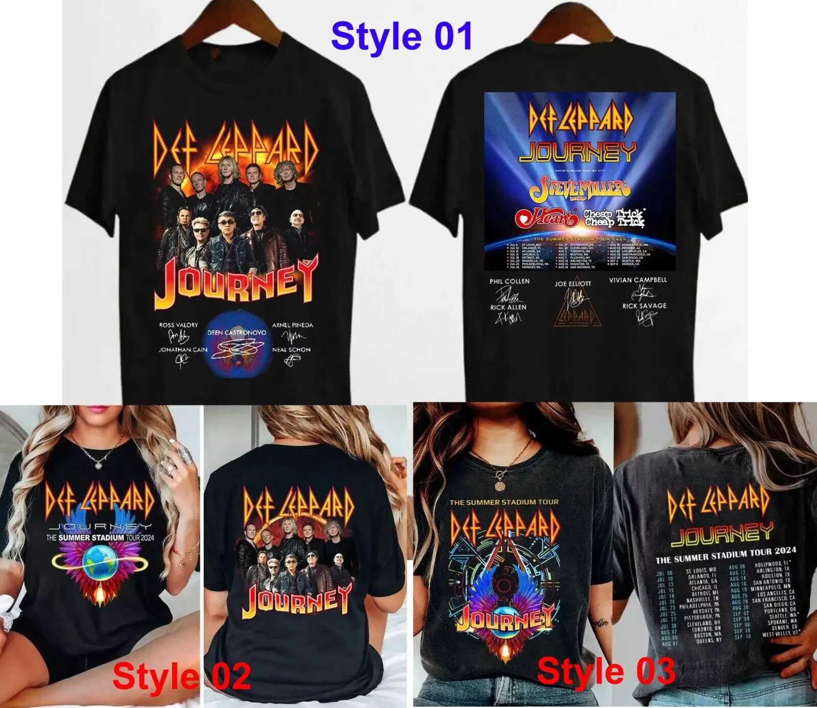 

And Journey The Summer Stadium Tour 2024 Signature T-Shirt, 3 Styles