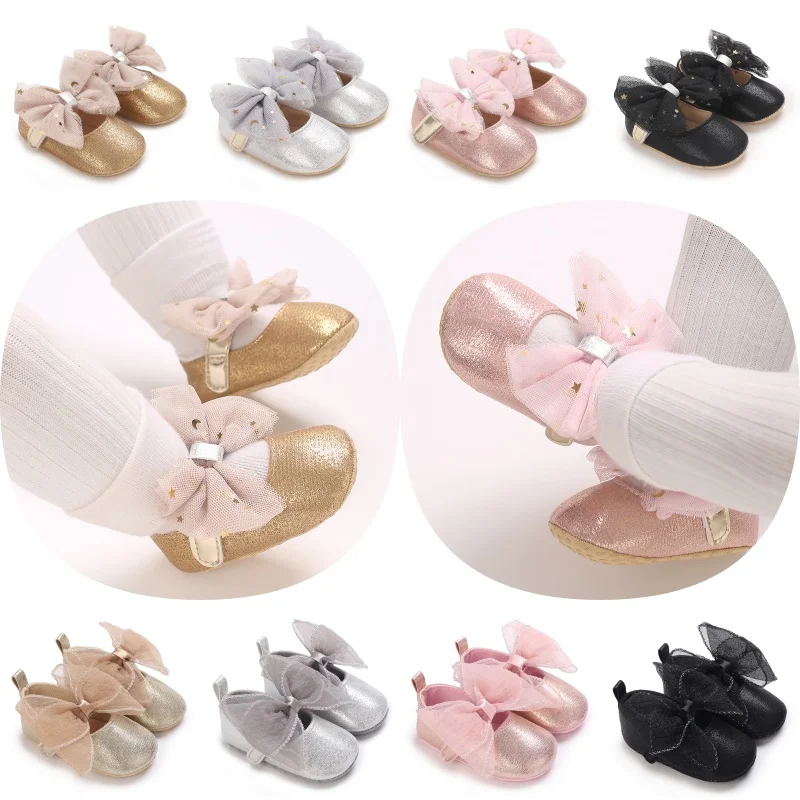 Elegant Breathable Spring Newborn Baby Shoes for Girls 0-18M Cute Cloth Bottom Casual First Walking Footwear