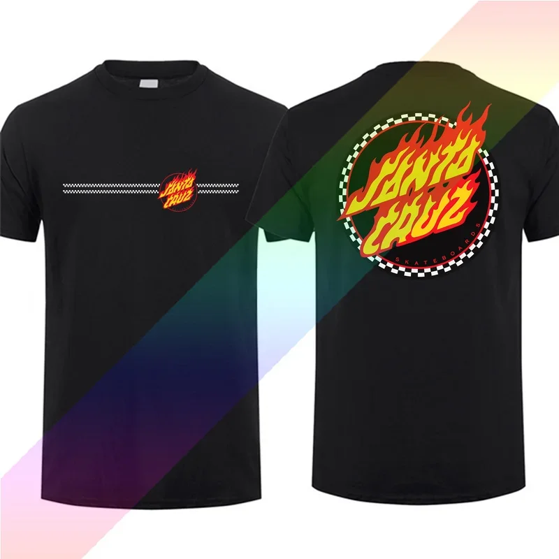 Мужская футболка 2024, Повседневная футболка с рисунком Санты, в клетку, с рисунком в горошек, с короткими рукавами, летняя футболка из 100% хлопка