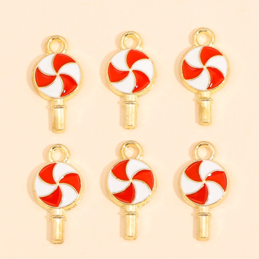 10 Stück Mix Weihnachts-Charms, 12 Stile, glänzender Zirkon, Schneeflocke, Weihnachtsbaum, Süßigkeiten-Anhänger, Ohrringe, Halskette für DIY-Schmuckherstellung – Detail 11
