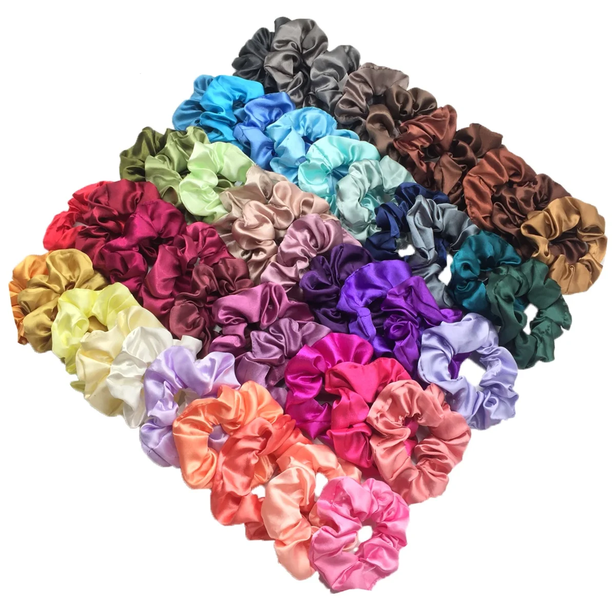 50/30/10 Stück Mode Satin Scrunchies Mädchen elastische Haarbänder Pferdeschwanzhalter Krawatten Gummibänder Haarschmuck für Frauen – Detail 2