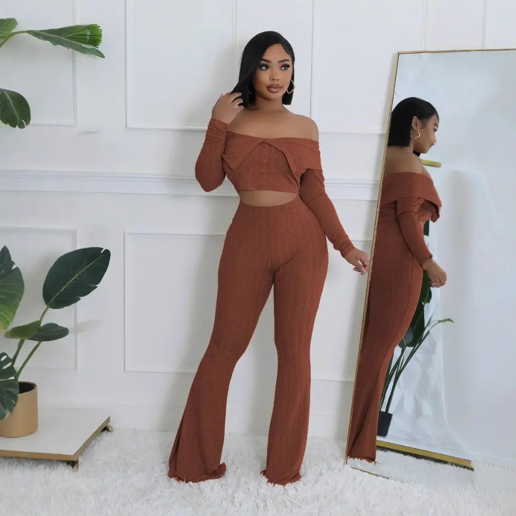 

TD2791 Женский элегантный комплект брюк Lover, однотонный топ в европейском и американском стиле с длинными широкими брюками