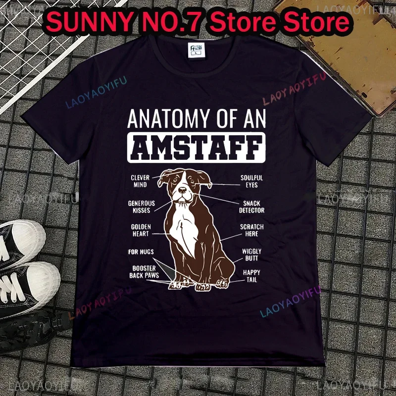 Anatomy of Staffordshire Terrier T-shirt Pattern Street Clothing Short Sleeve Birthday Gift T-shirt