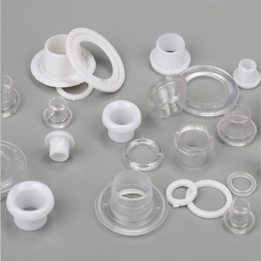 100 Set Kunststoff Tülle Ösen mit Unter leg scheiben Sortiment Kit, Loch selbst tragende Öse für Perlen kerne, Stoff, Vorhang – Detail 2