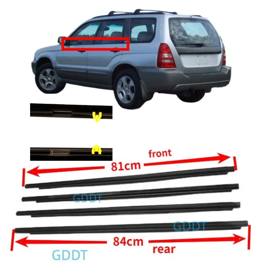 

4 Pcs Black Outside Window Glass Rubber Shell for Subaru Forester 2004-2007 Weatherstrip for Ranger Outer Laminate 61280-SA010