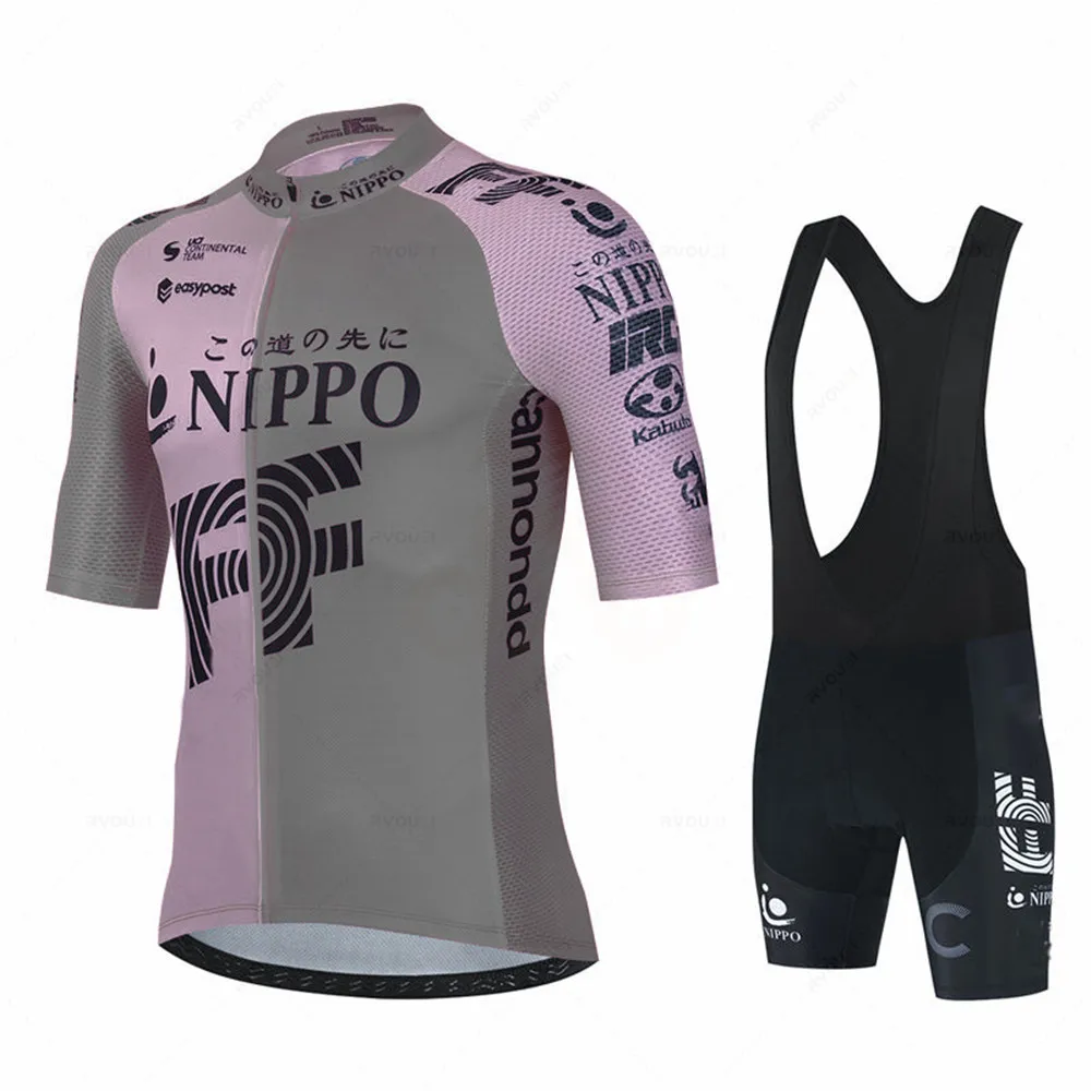 Nippo Mens Cycling Jersey Sets Short Sleeve Summer Pro Team Road Racing Bike Clothing Breathable MTB Bicycle Bib Suit Ciclismo