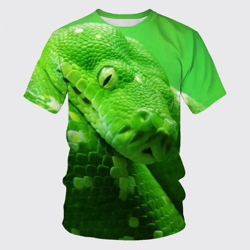 New Summer Horror Creepy Snake 3d Printing Men\'s Women\'s Children\'s Domineering T-shirt Fun Cobra Breathable Light Sports