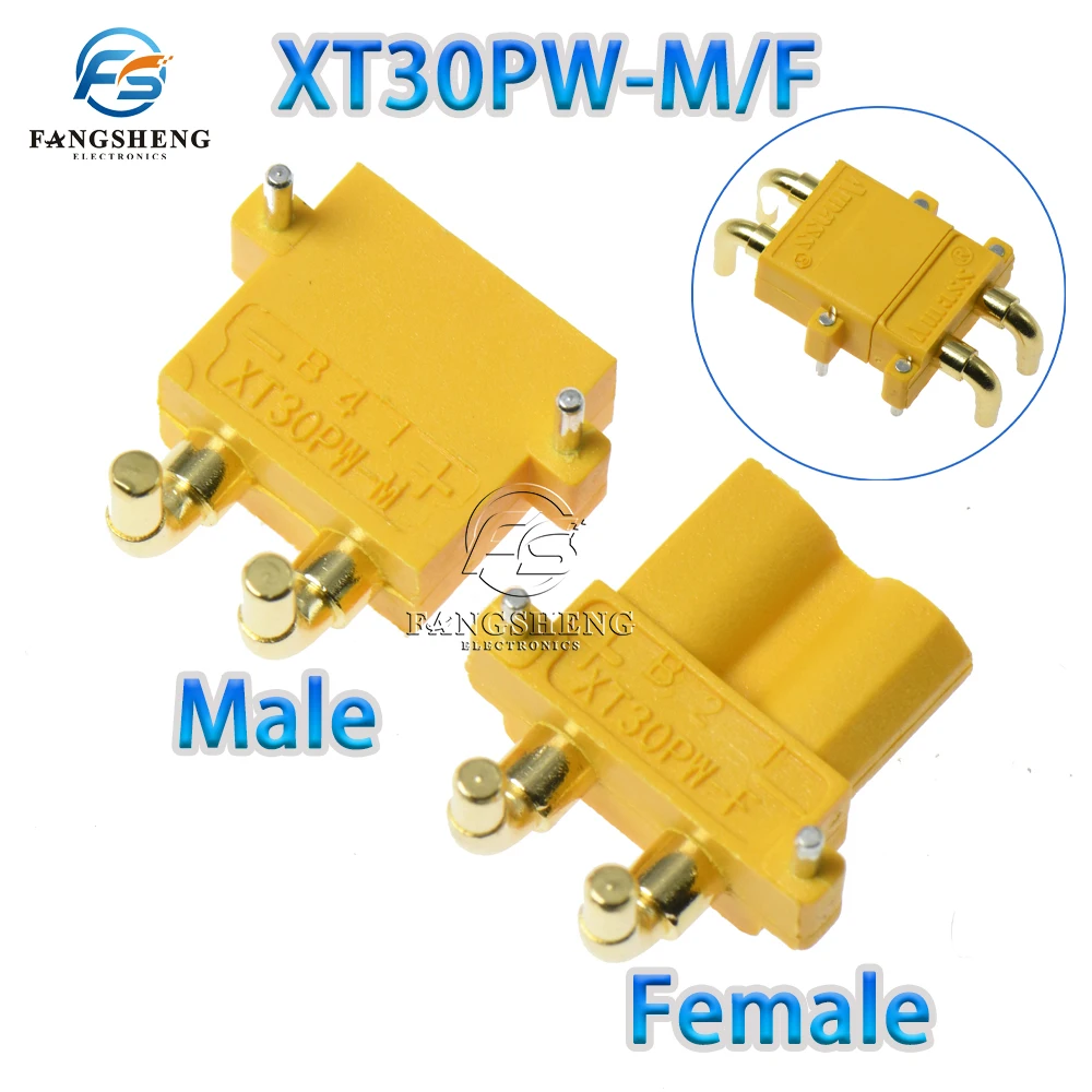 1PCS Amass XT30PW ESC Motor PCB board plug Banana Golden XT30 Upgrade Right Angle Plug Connector XT30PW-M XT30PW-F XT30PW-M/F